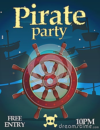 Pirate party invitation template Vector Illustration