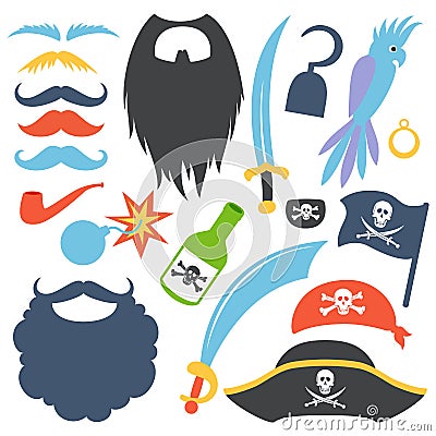 Pirate props set Vector Illustration