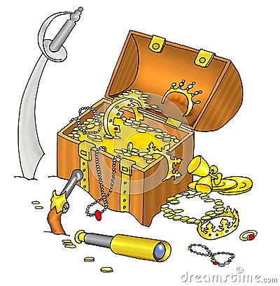 Pirate's treasure chest Stock Photo