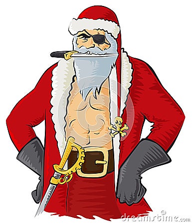 Pirate Santa Vector Illustration