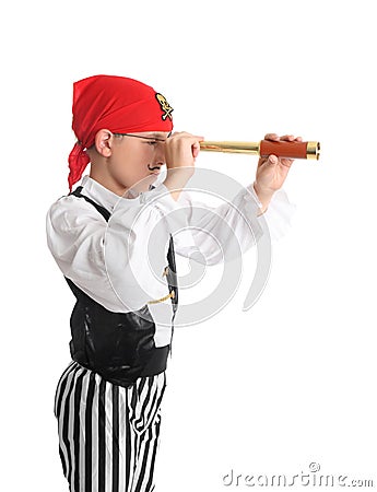 Pirate searching using a spotting scope Stock Photo