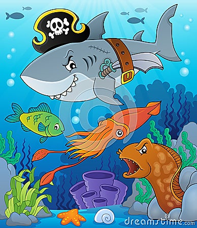 Pirate shark topic image 7 Vector Illustration