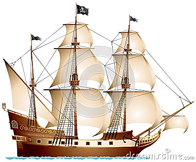 Pirate Ship Vector Illustration