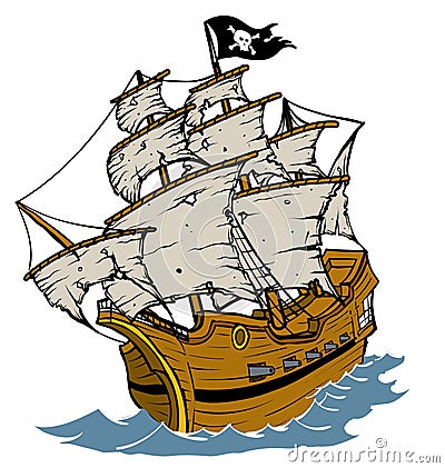 Pirate Ship Vector Illustration