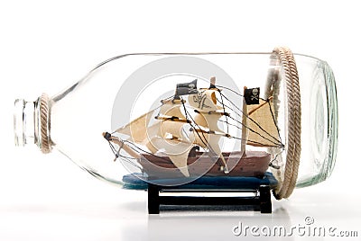 Pirate Ship in a Bottle Stock Photo
