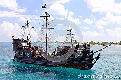 Pirate ship in Cozumel Editorial Stock Photo