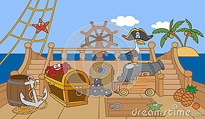 Pirate ship deck Stock Photo