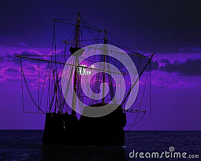 Pirate ship docking Stock Photo