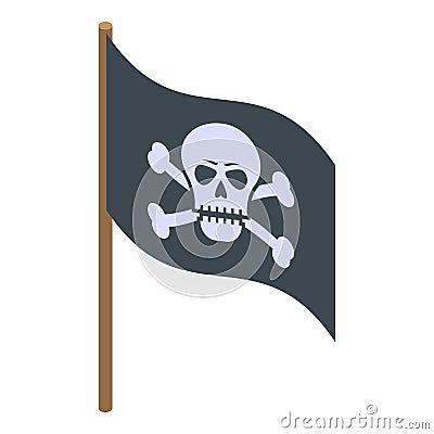 Pirate ship flag icon, isometric style Vector Illustration