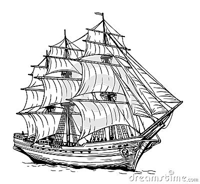 Pirate ship sailboat Vector Illustration