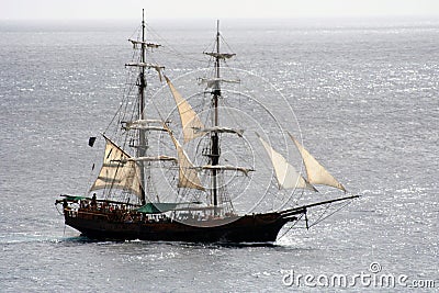 Pirate Ship Sailing Stock Photo