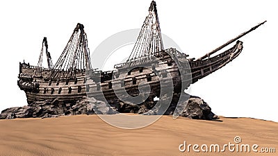 Pirate Ship, Shipwreck, Ship, Isolated Stock Photo