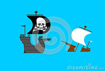 Pirate ship shot down ship. vector illustration Vector Illustration