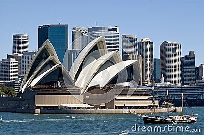 Pirate ship and sydney opera house Editorial Stock Photo