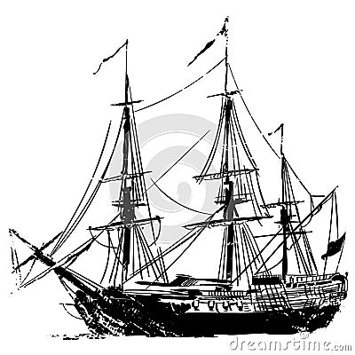 Pirate ship Vector, Eps, Logo, Icon, Silhouette Illustration by crafteroks for different uses. Visit my website at https://crafter Vector Illustration