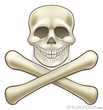 Pirate Skull and Crossbones Halloween Cartoon Vector Illustration