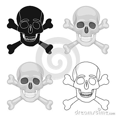 Pirate skull and crossbones icon in cartoon style isolated on white background. Pirates symbol stock vector illustration Vector Illustration