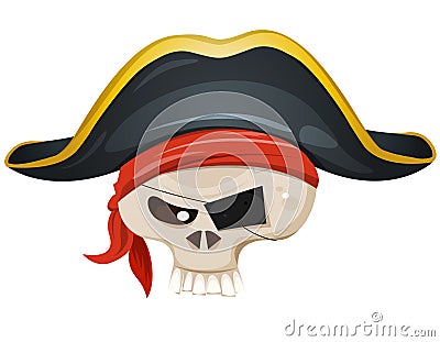 Pirate Skull Head Vector Illustration