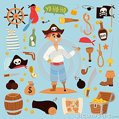 Pirate stickers icons vector. Vector Illustration