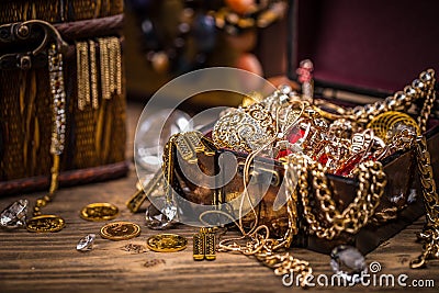 Pirate treasure chest Stock Photo