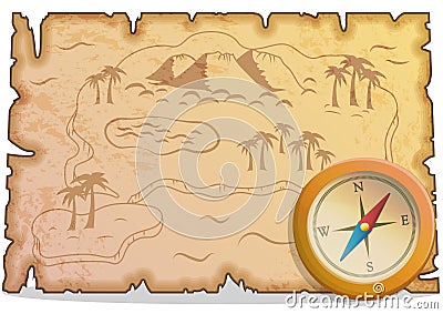 Pirate treasure hunt navigation items Vector Illustration