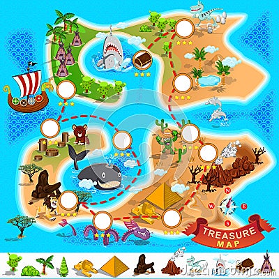 Pirate Treasure Map Vector Illustration