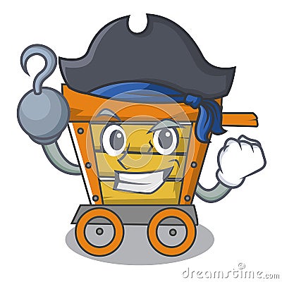 Pirate wooden trolley character cartoon Vector Illustration