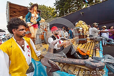 Pirates of the Caribbean and other actors having fun on the traditional Goa carnival Editorial Stock Photo