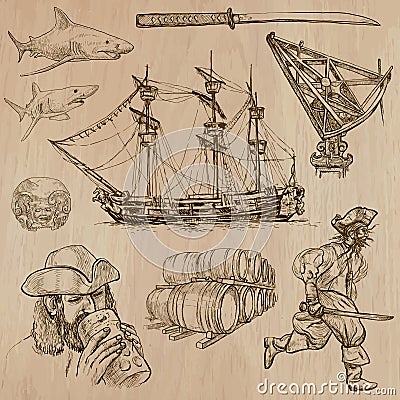 Pirates - an hand drawn vector pack Vector Illustration