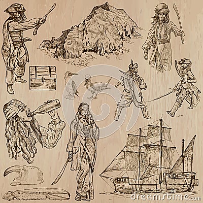 Pirates - an hand drawn vector pack Vector Illustration