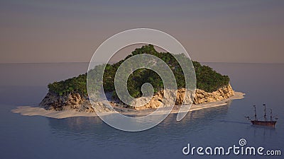 Pirates island in the sea Stock Photo