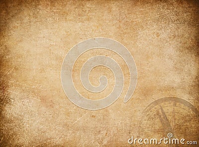 Pirates map background with compass. Stock Photo