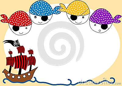 Pirates and Ship Party Invitation Card Stock Photo