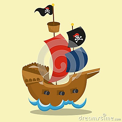 pirates ship 03 Vector Illustration