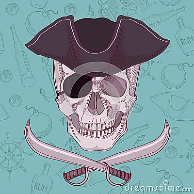 Pirates skull illustration Stock Photo