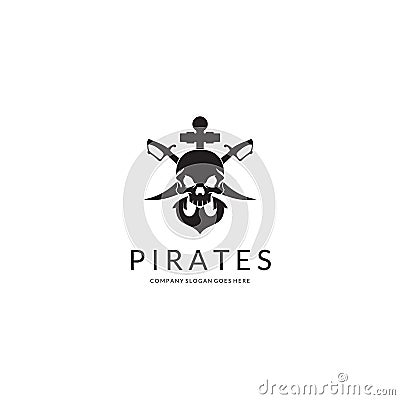 Pirates. Skull logo Vector Illustration