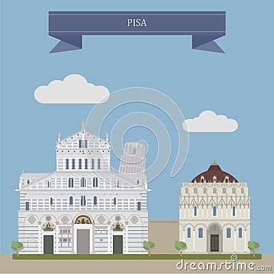 Pisa, Central Italy Vector Illustration