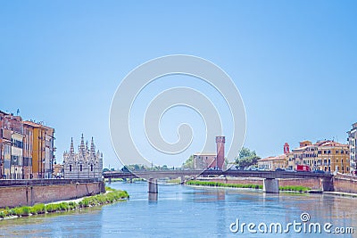 Pisa embankment along the Arno river Editorial Stock Photo