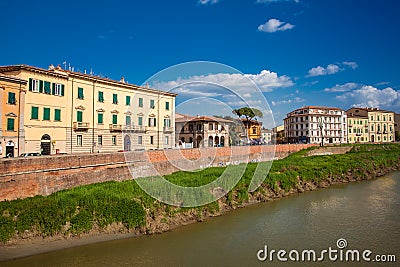 View of Arno river and the beautiful Pisa city Editorial Stock Photo