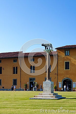 Statue of the shewolf Capitolina in Pisa Editorial Stock Photo