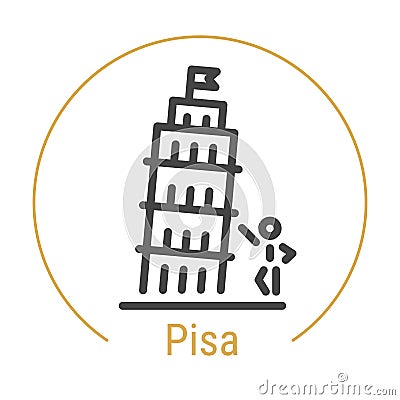 Pisa, Italy Vector Line Icon Vector Illustration