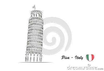 Pisa leaning tower minimal illustration Cartoon Illustration