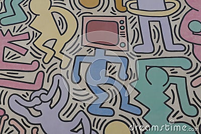 Pisa - Tuttomondo Murals by Keith Haring Editorial Stock Photo