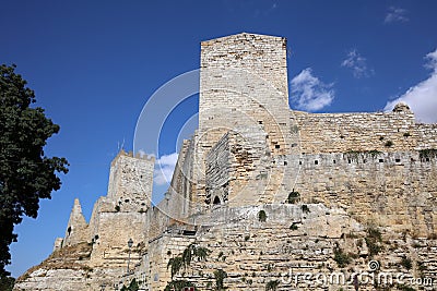 Pisana Tower in the Lombardy Castle. Enna. Sicily. Italy Stock Photo