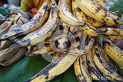 Pisang tanduk (banana horn) available at traditional market in Semarang 30 september 2022 Stock Photo