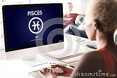 Pisces Astrological Astronomy Constellation Icon Concept Stock Photo