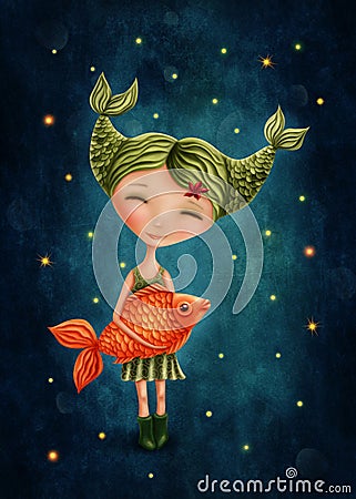 Pisces astrological sign girl Stock Photo