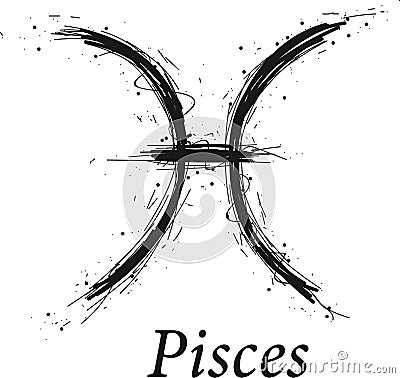 Pisces astrology sign, hand drawn horoscope Vector Illustration