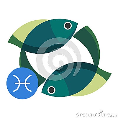 Pisces astrology sign isolated on white. Horoscope zodiac symbol Vector Illustration