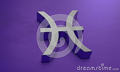 Pisces Astrology Symbol in 3D Stock Photo